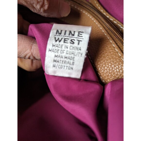 Nine West Yellow Tote Bag With Geometric Striped Pattern Faux Leather Colorful - Picture 8 of 10